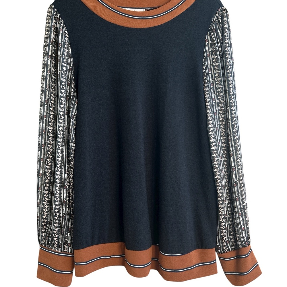 Ces Femme Black and Burnt Orange shirt.  Size M.